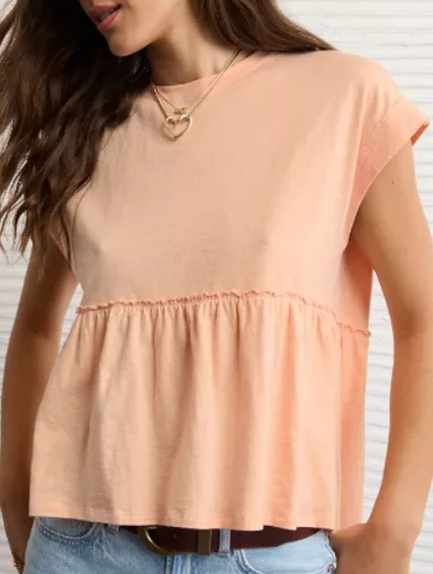 Babydoll style thin top with back tie for women