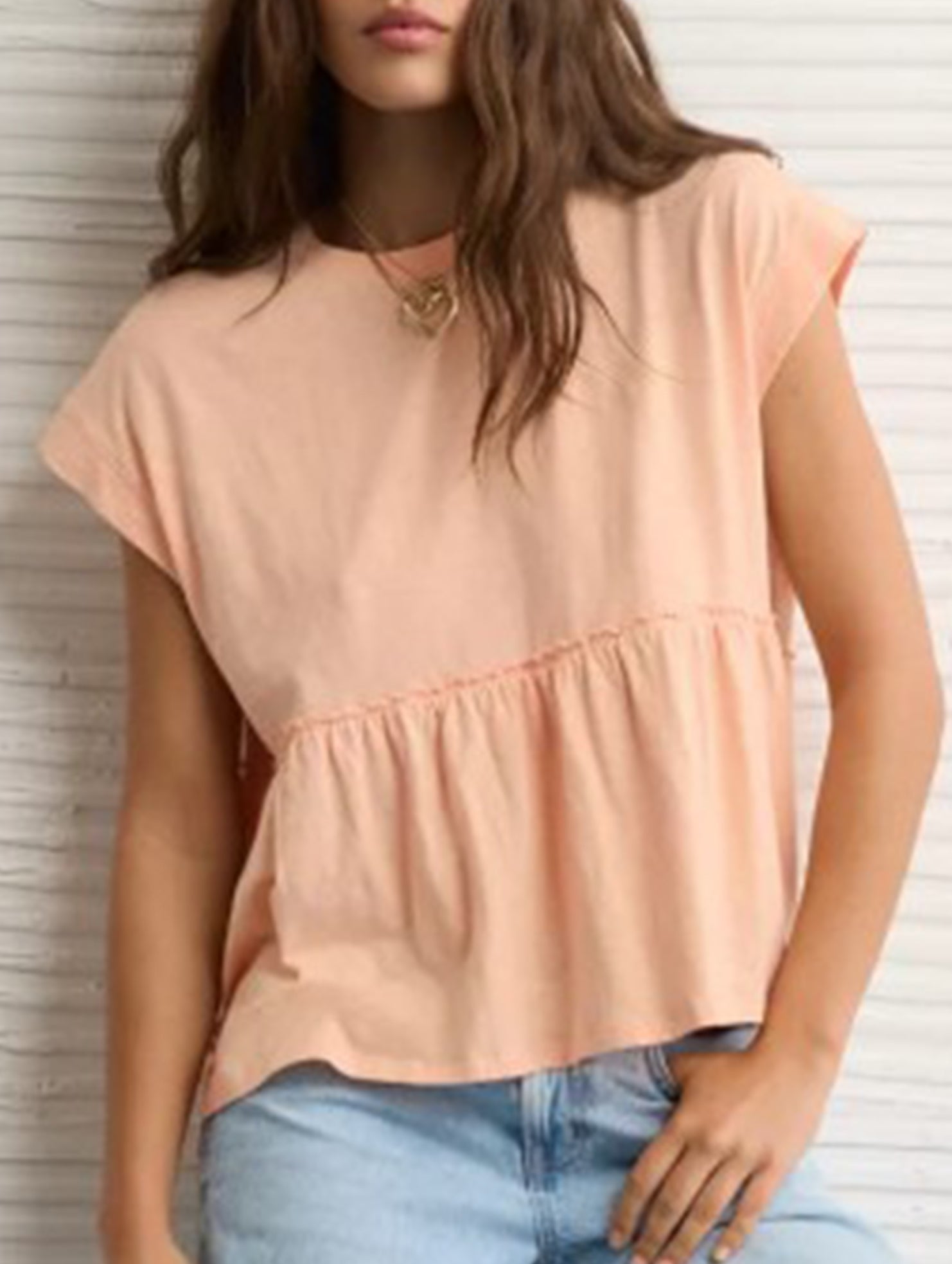 Babydoll style thin top with back tie for women