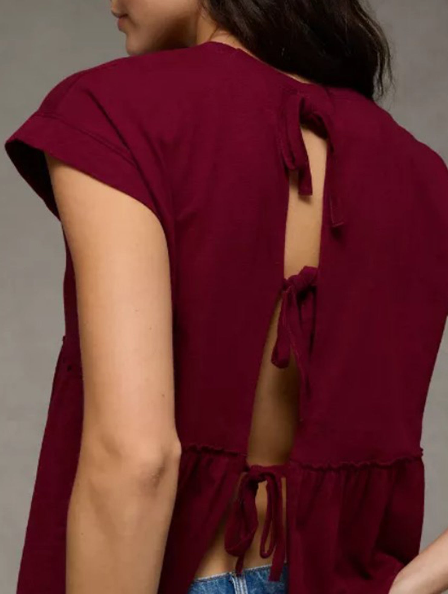 Babydoll style thin top with back tie for women