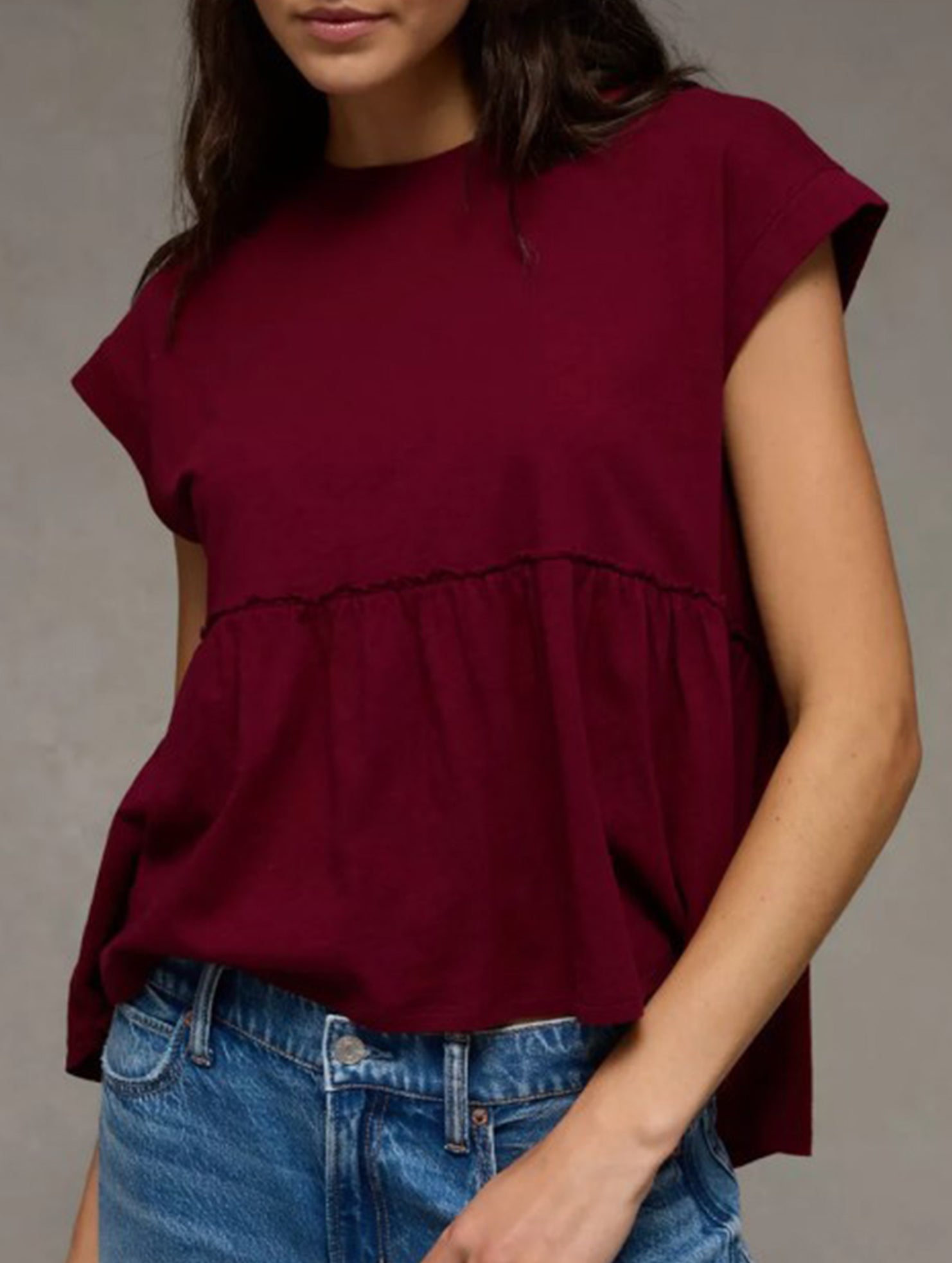 Babydoll style thin top with back tie for women