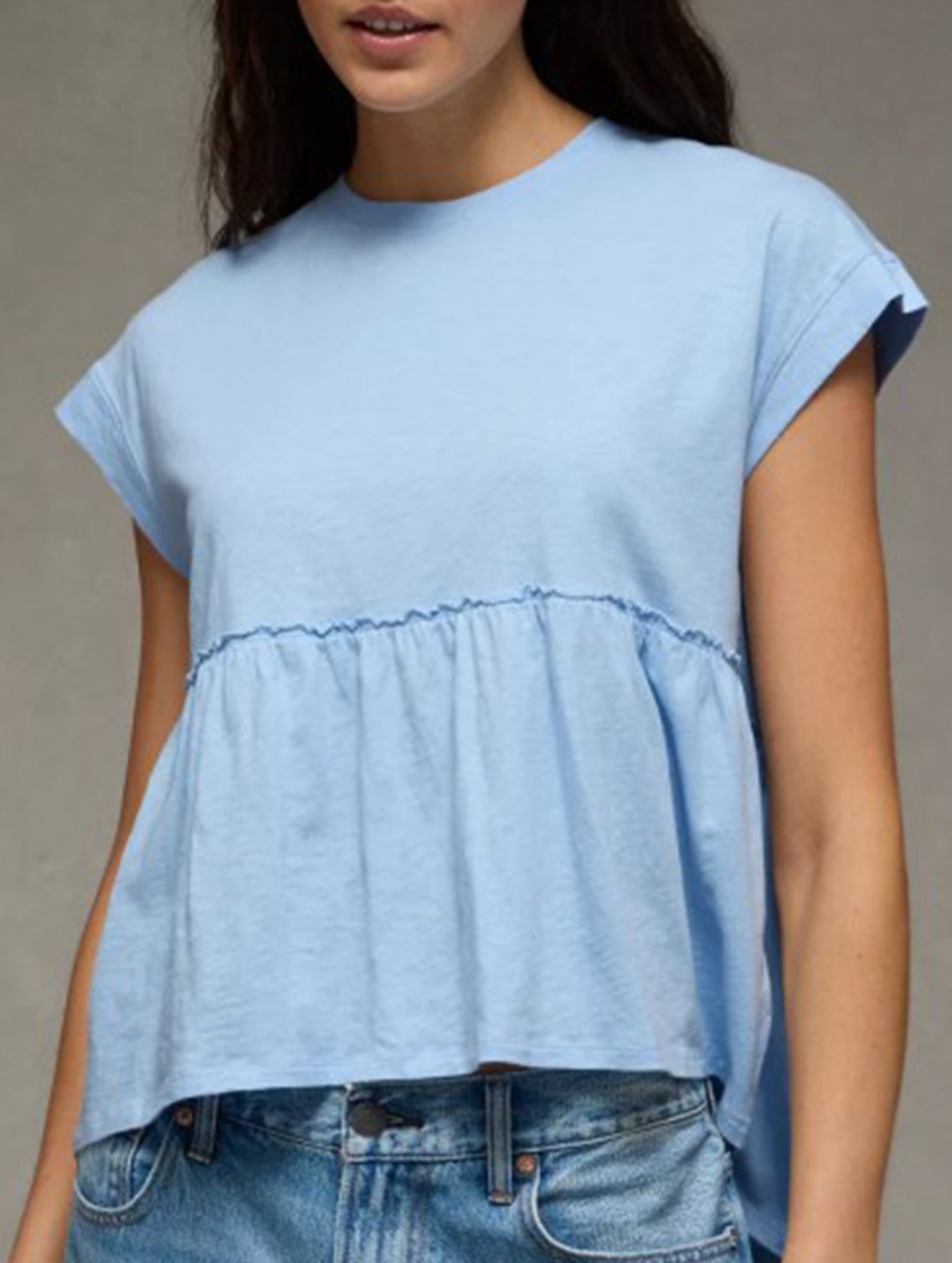 Babydoll style thin top with back tie for women