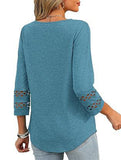 Solid color V-neck lace-trimmed top for women