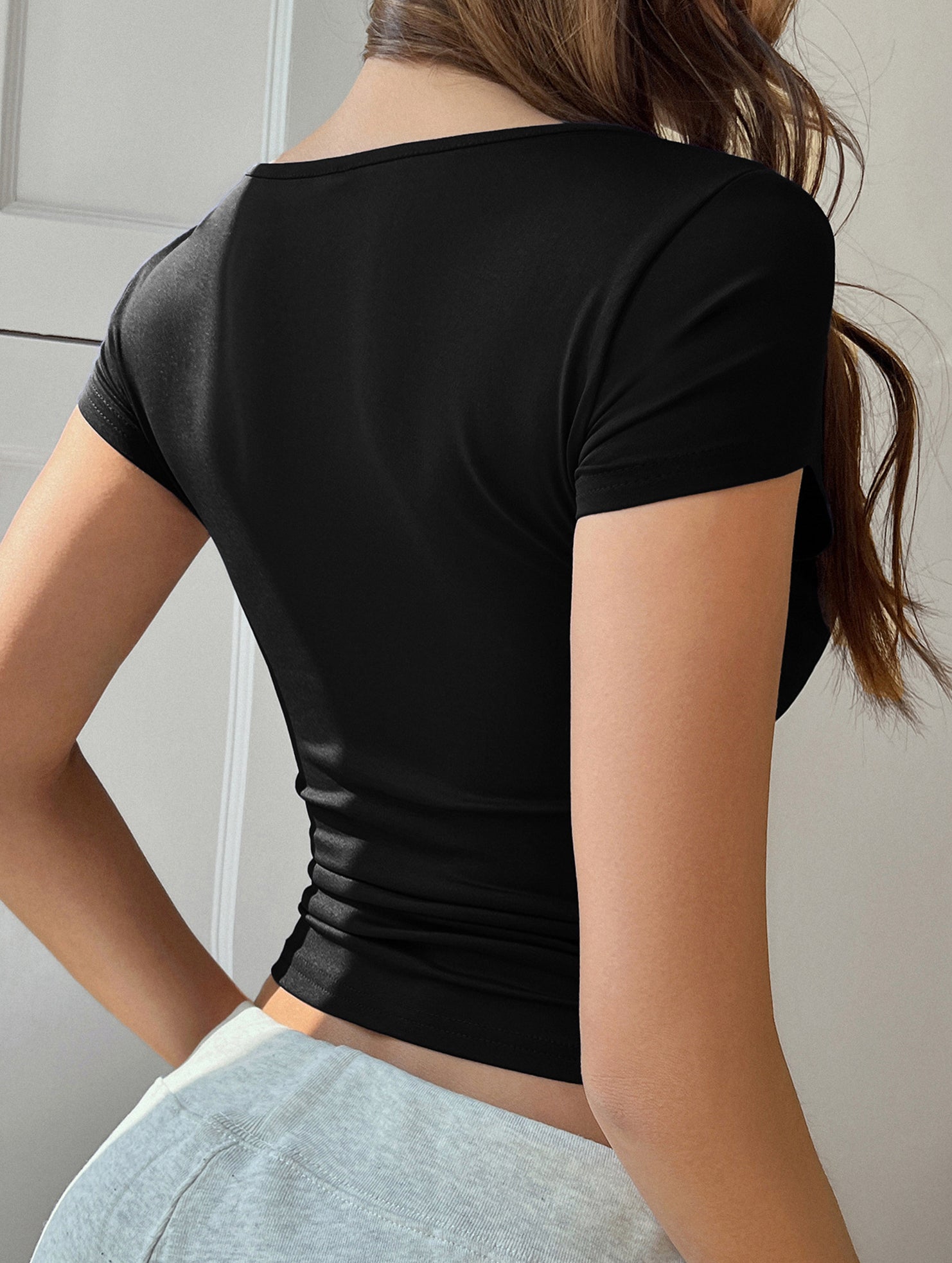 Spicy Lace Short-Sleeve Vest Top/T-Shirt for Women