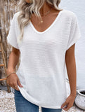 Casual lace patchwork textured T-shirt for women