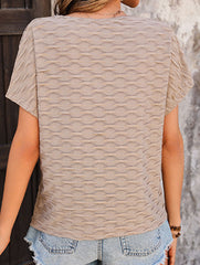 Summer T-shirt, textured pullover top for women