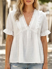 Floral Cutwork Short Sleeve Blouse