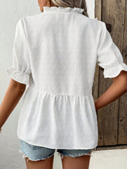 Floral Cutwork Short Sleeve Blouse
