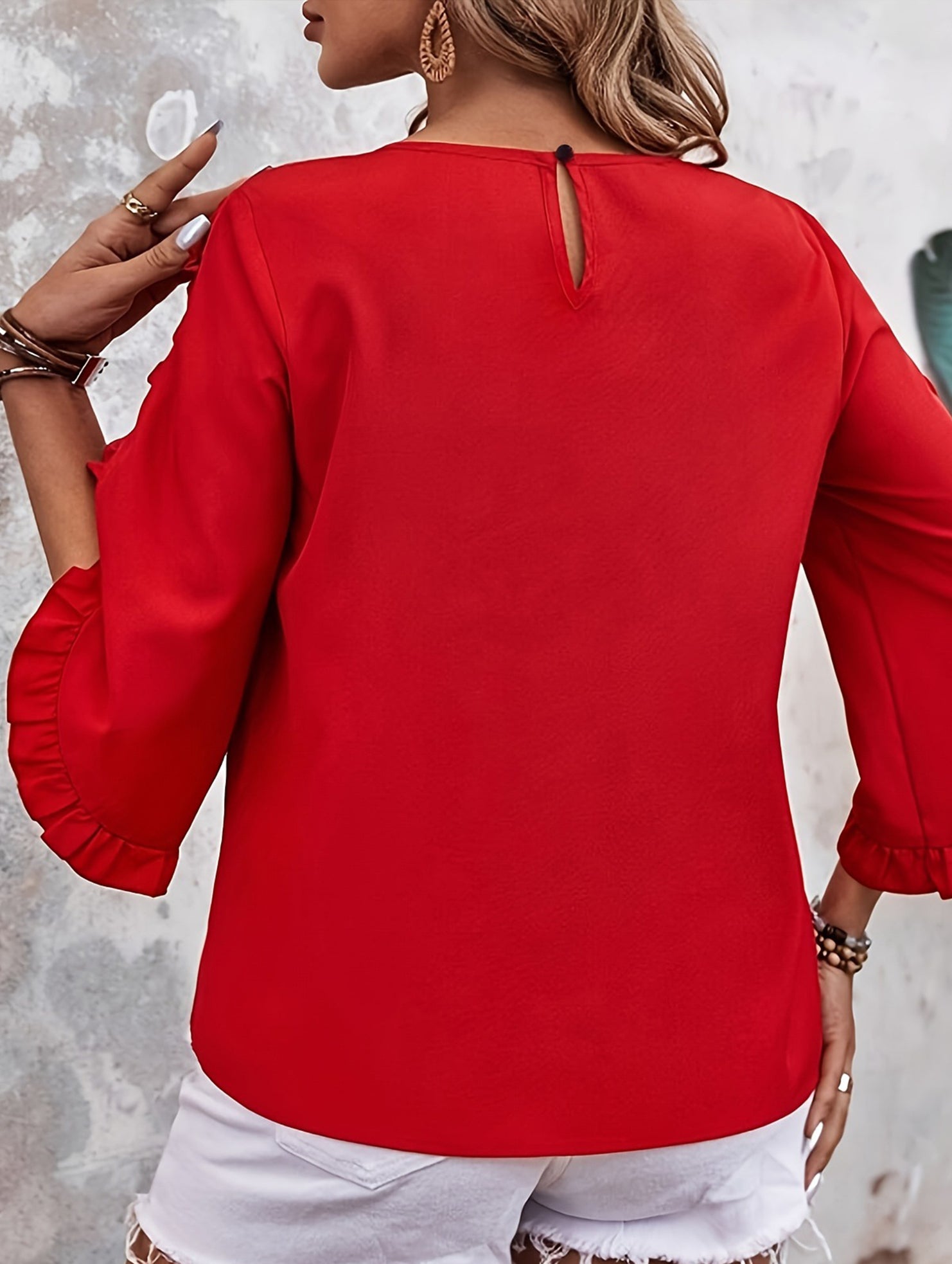 Chiffon Asymmetric Sleeve Blouse
