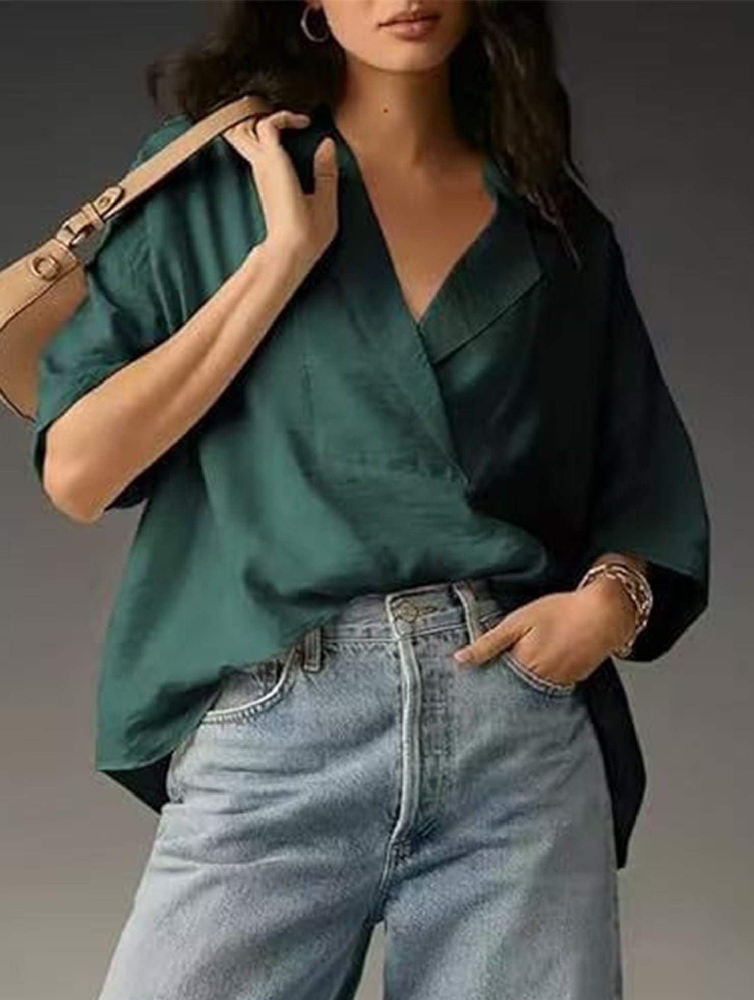 Solid Short Sleeve Lapel Shirt