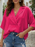 Solid Short Sleeve Lapel Shirt