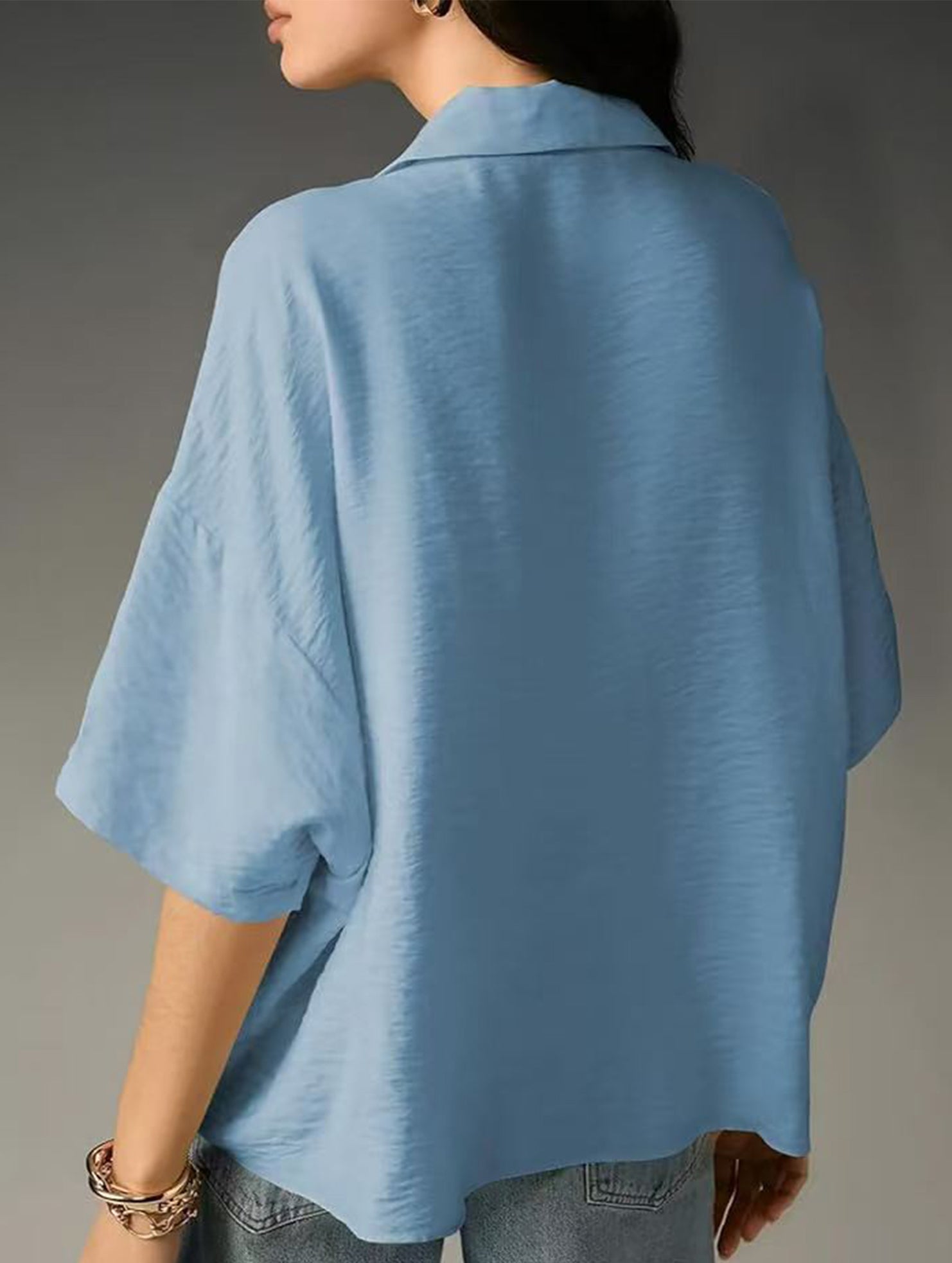 Solid Short Sleeve Lapel Shirt