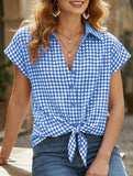 Plaid Button Loose Short Sleeve Shirt