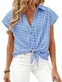 Plaid Button Loose Short Sleeve Shirt