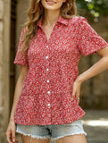 Red Polka Dot V Neck Shirt