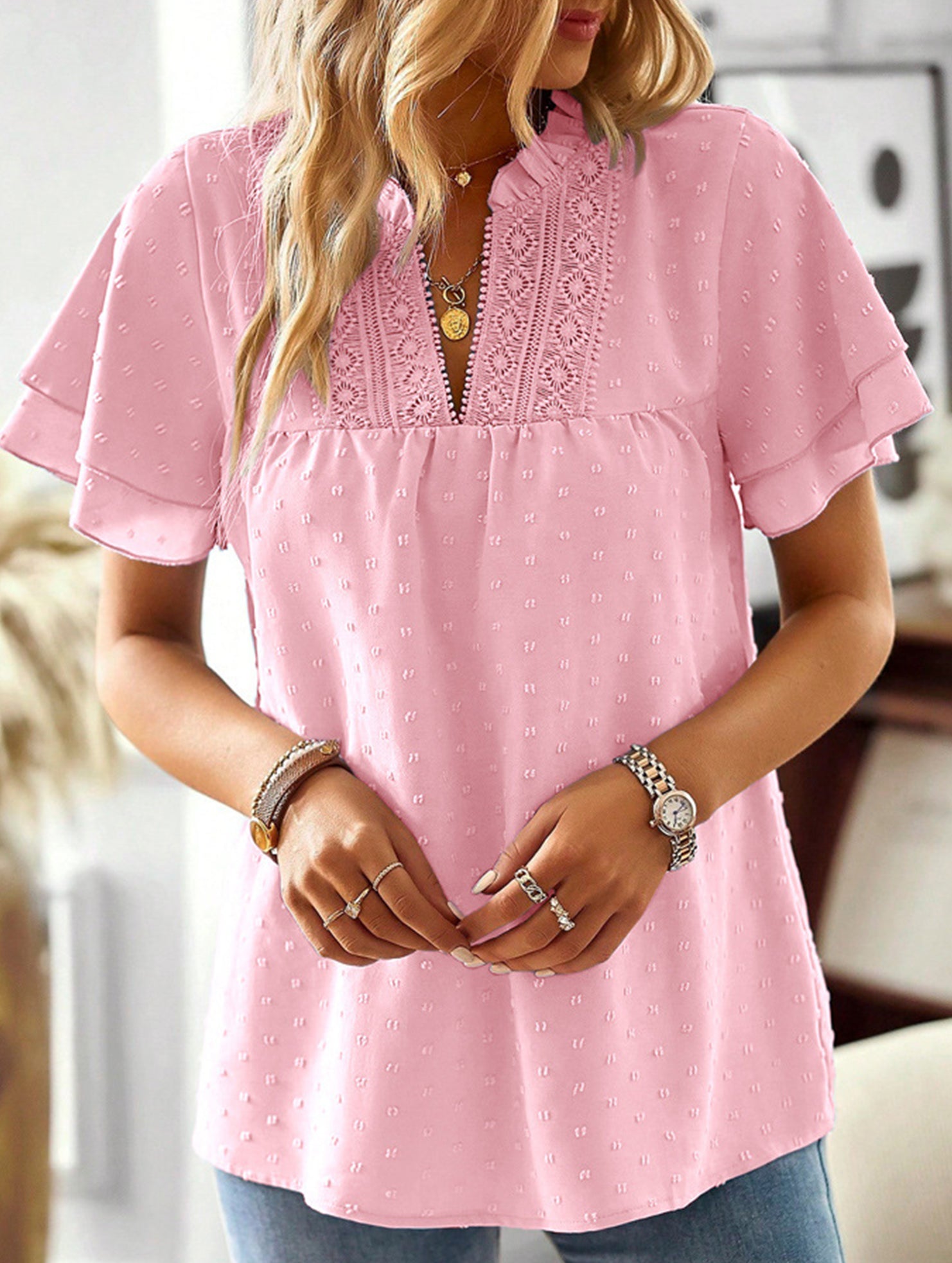 V Neck Casual Pullover Shirt