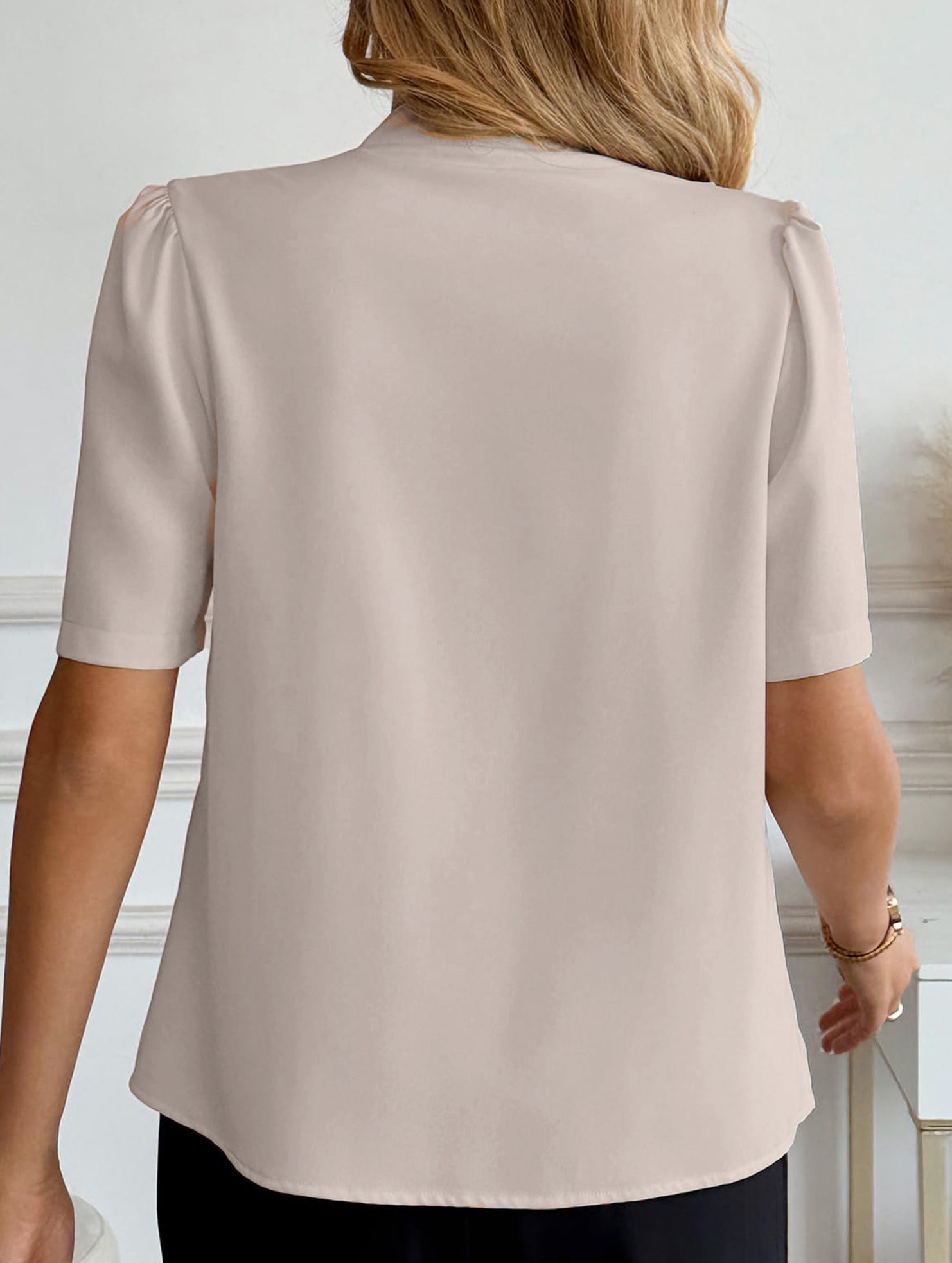 V Neck Button Short Sleeve Shirt