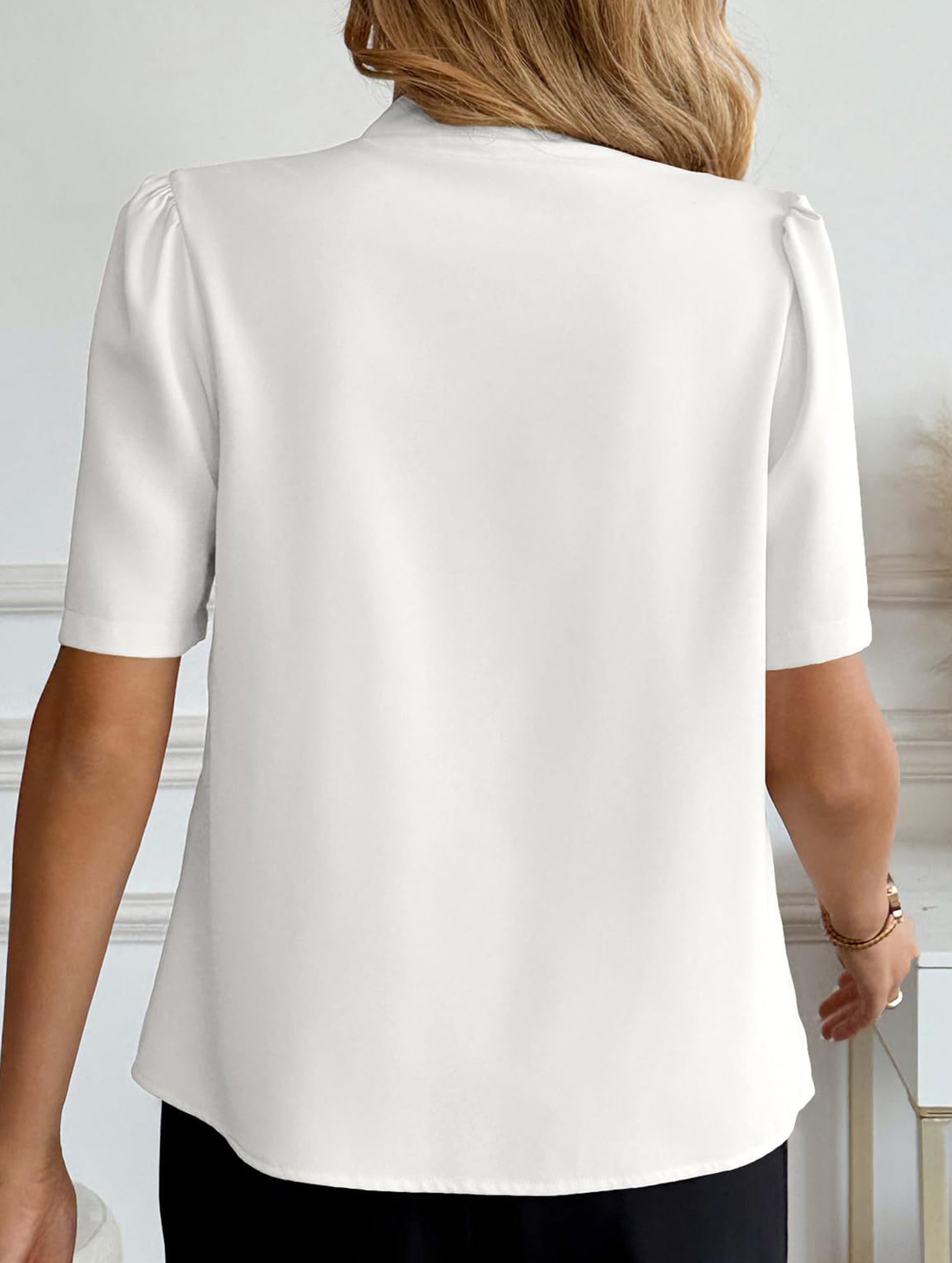 V Neck Button Short Sleeve Shirt