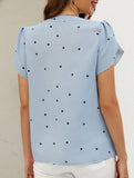 V Neck Heart Petal Sleeve Blouse