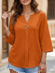 Linen V Neck Button Shirt