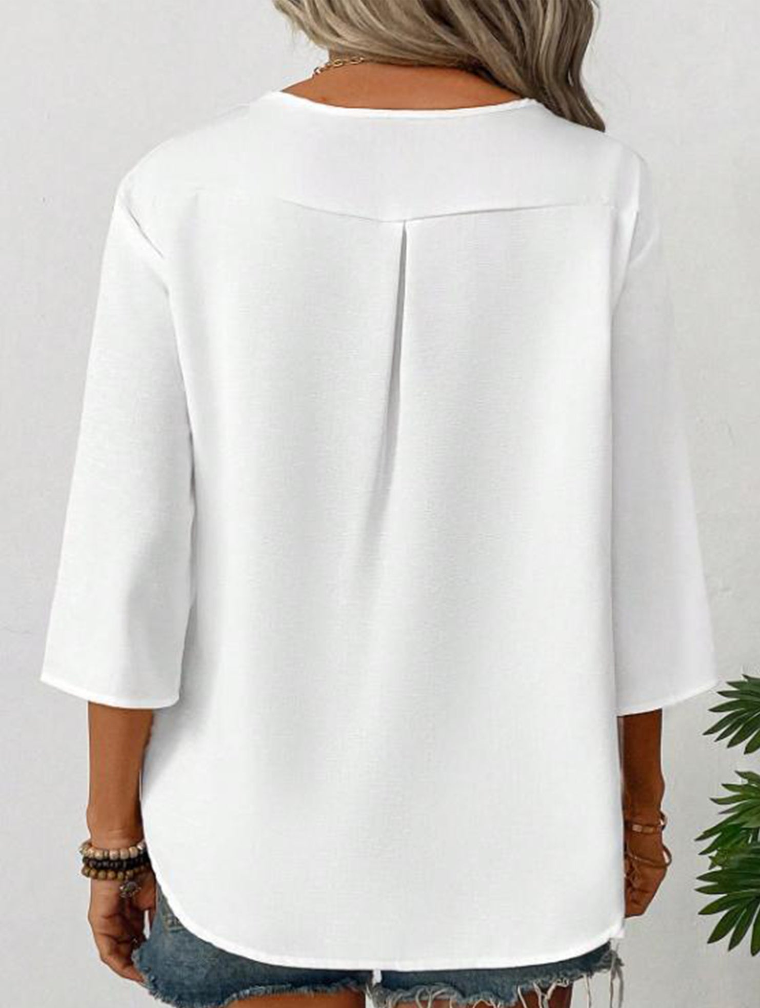 Linen V Neck Button Shirt