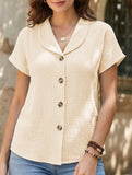 Solid Button Short Sleeve Cardigan