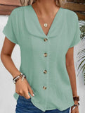 Solid Button Short Sleeve Cardigan
