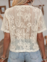 Jacquard Tie V Neck Cardigan Shirt_CWTSTS00909