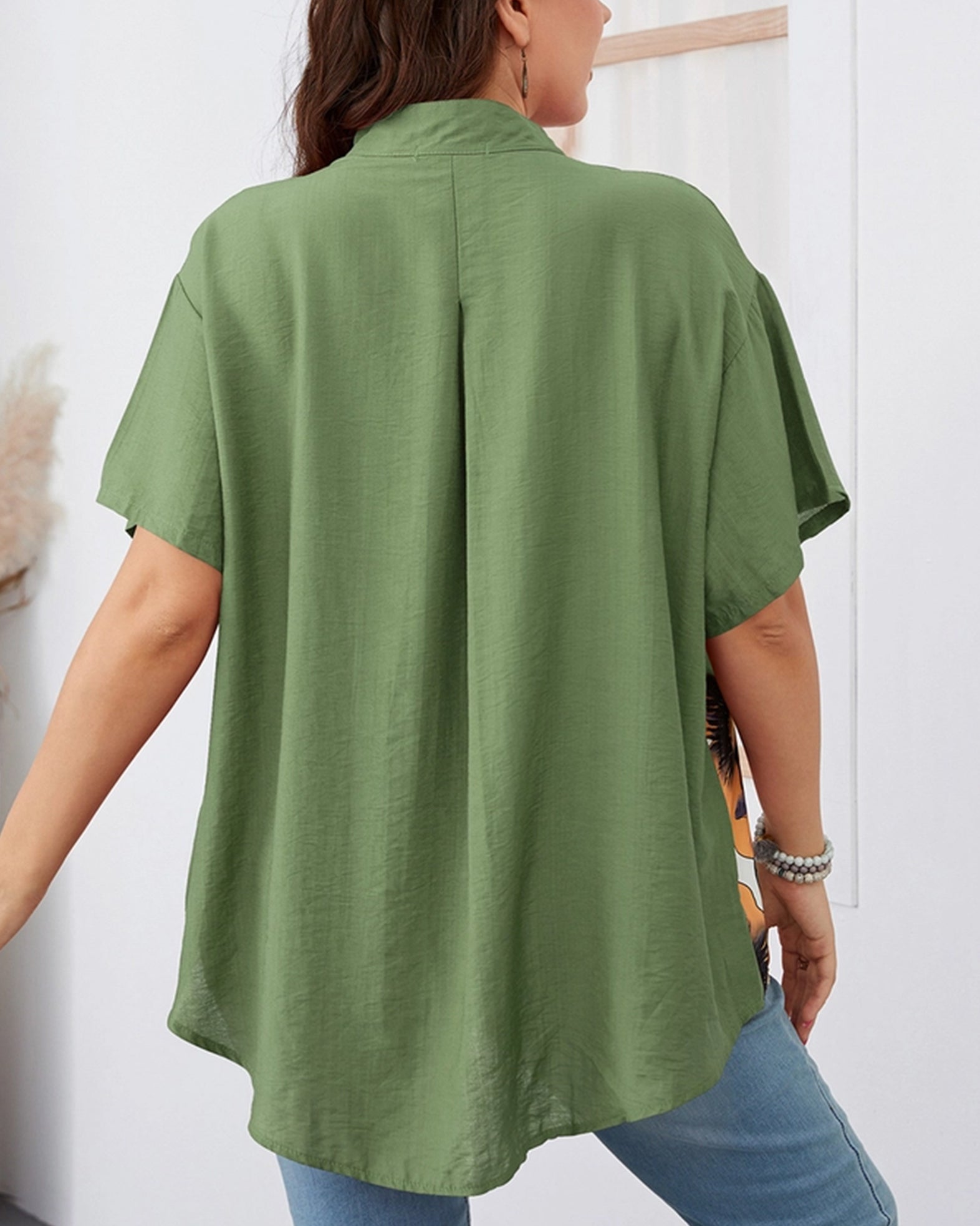 Plus Size Floral Button Down Shirt ??Summer Boho Style