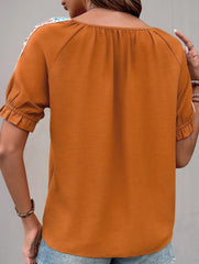 Fashion lace-up casual ribbon patchwork shirt