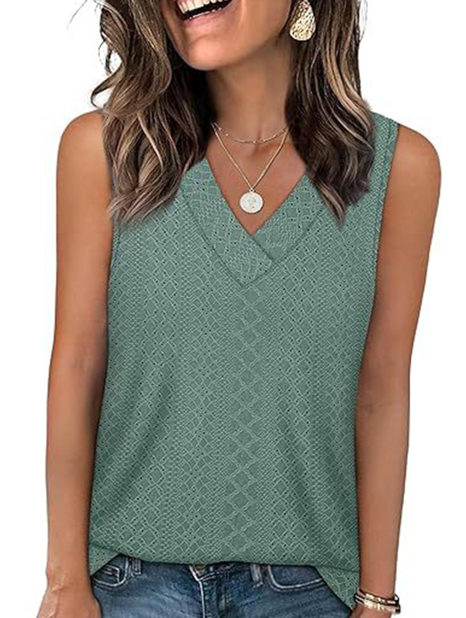 Solid color V-neck loose vest women's T-shirt