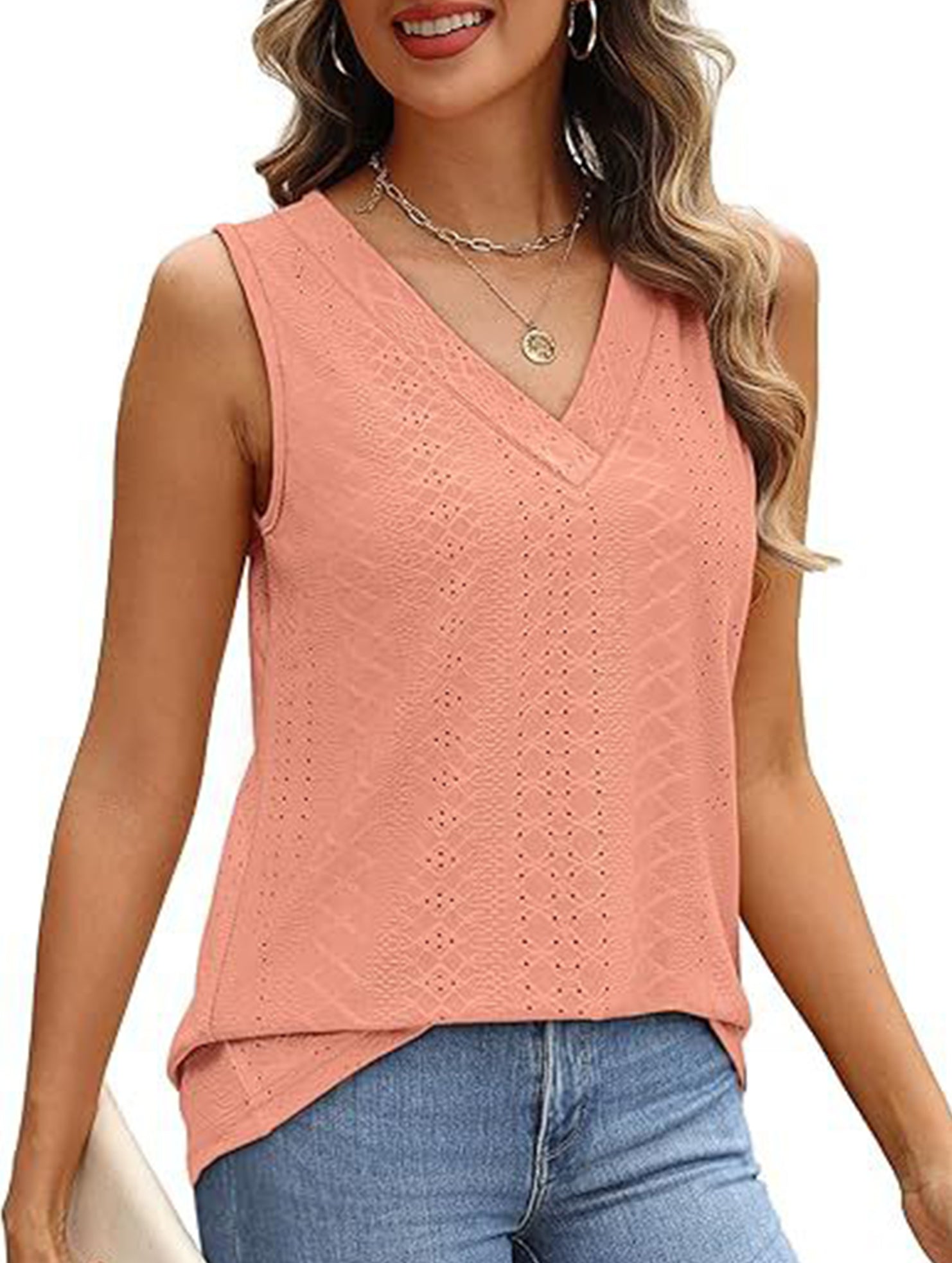 Solid color V-neck loose vest women's T-shirt