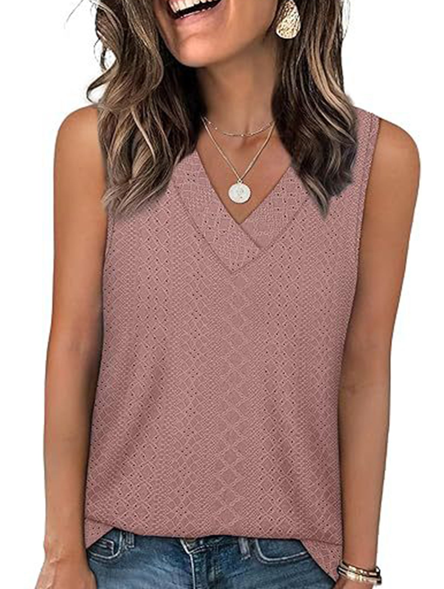 Solid color V-neck loose vest women's T-shirt