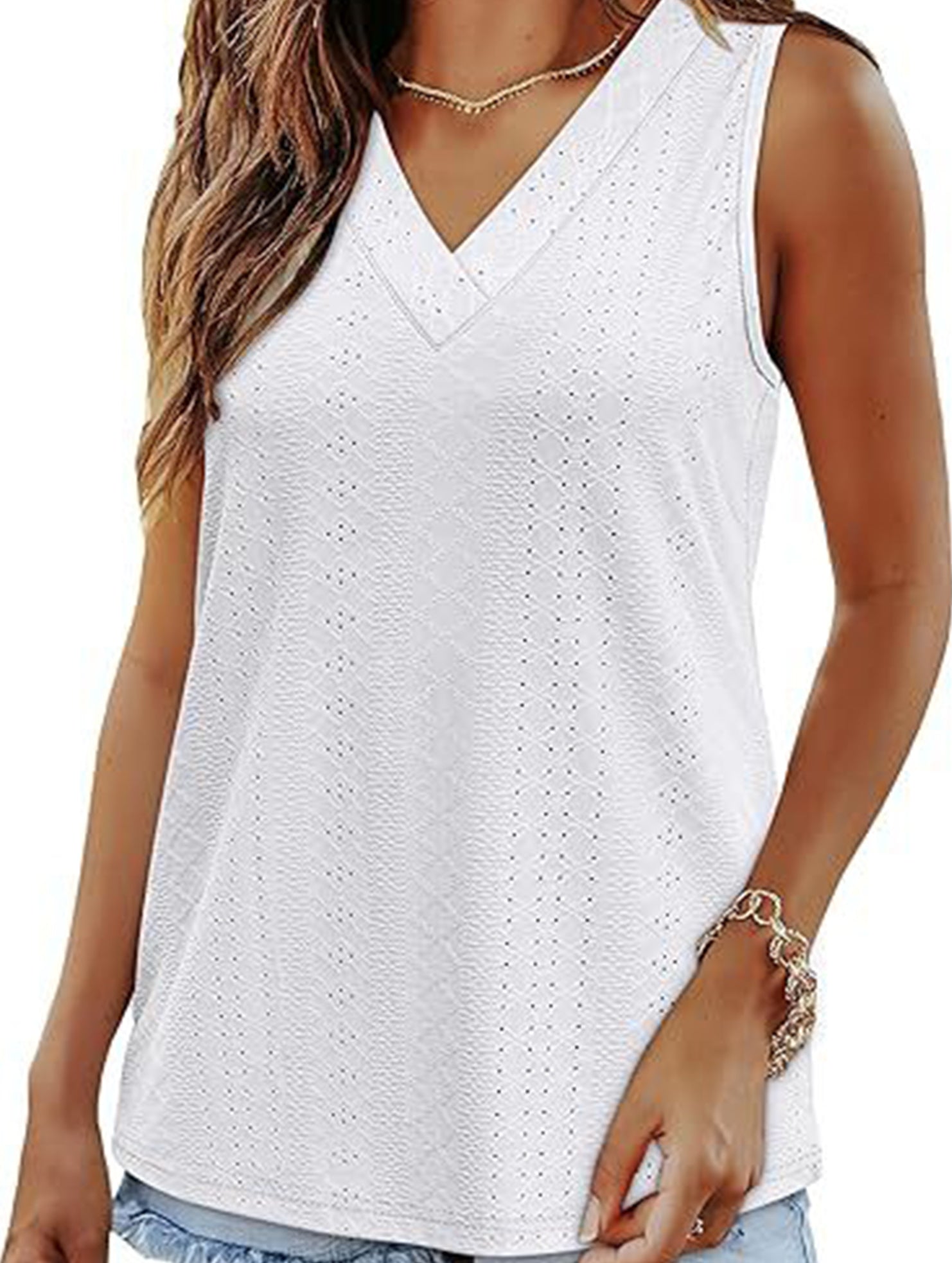 Solid color V-neck loose vest women's T-shirt