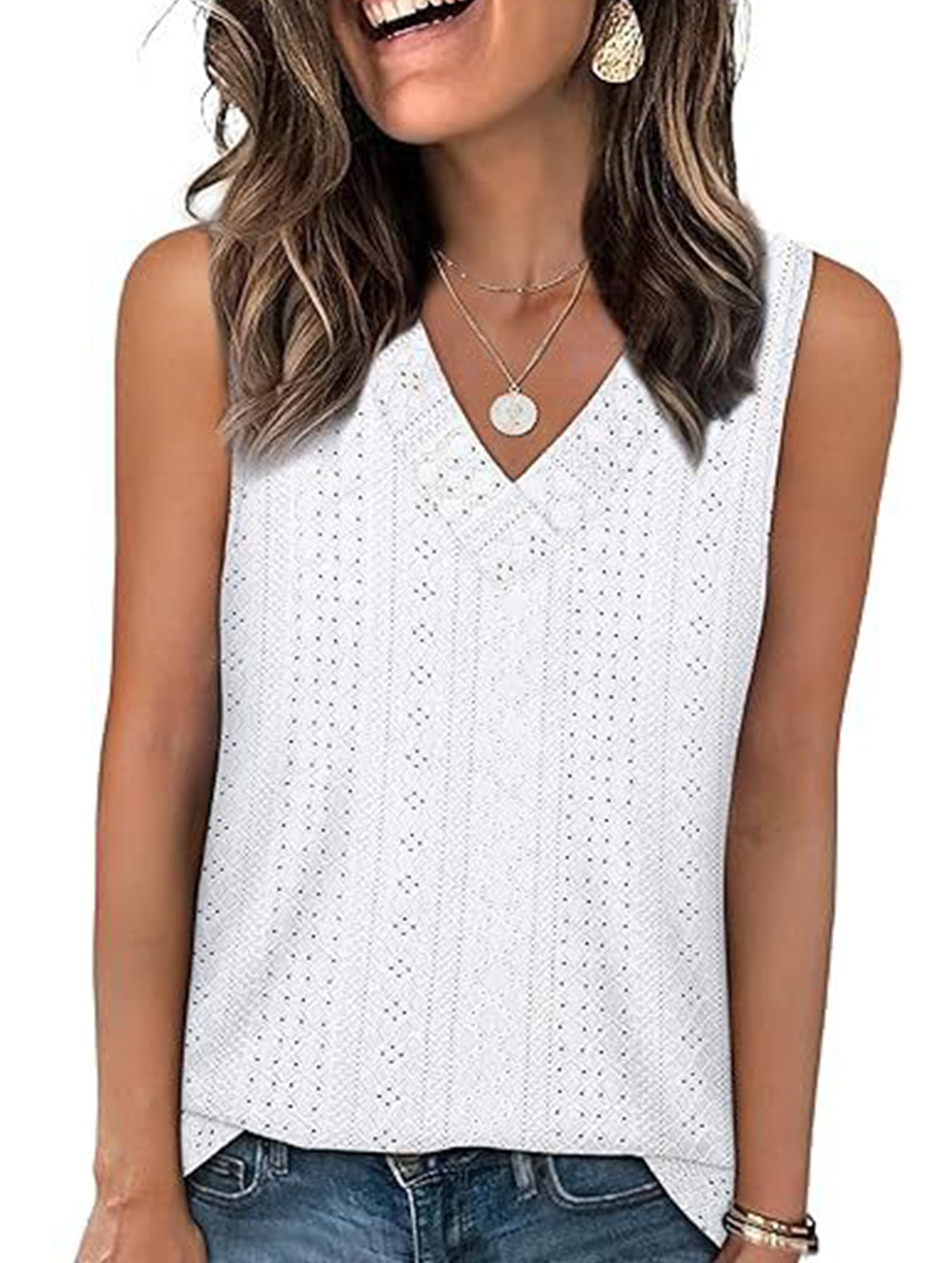 Solid color V-neck loose vest women's T-shirt