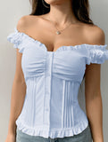 Spicy short-sleeved ruffled vest for women