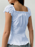 Spicy short-sleeved ruffled vest for women