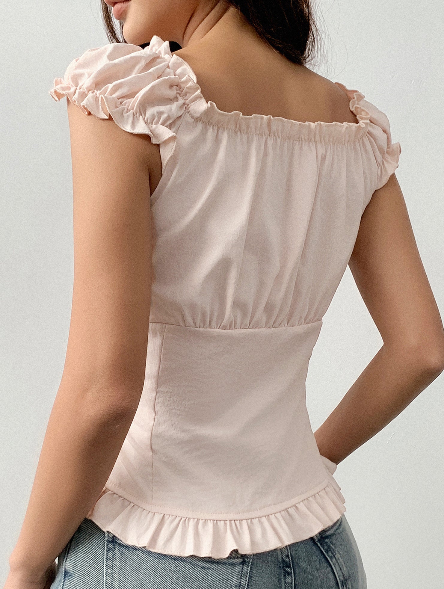 Spicy short-sleeved ruffled vest for women