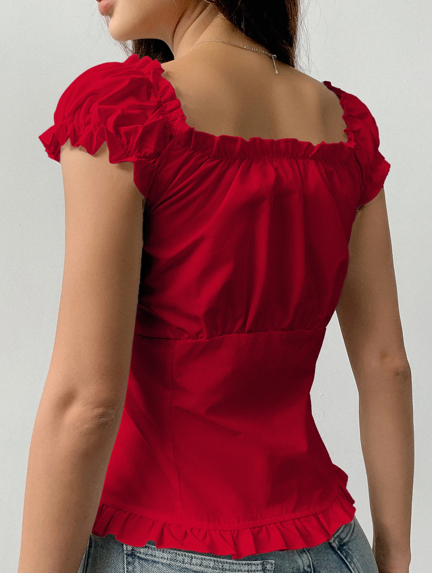 Spicy short-sleeved ruffled vest for women
