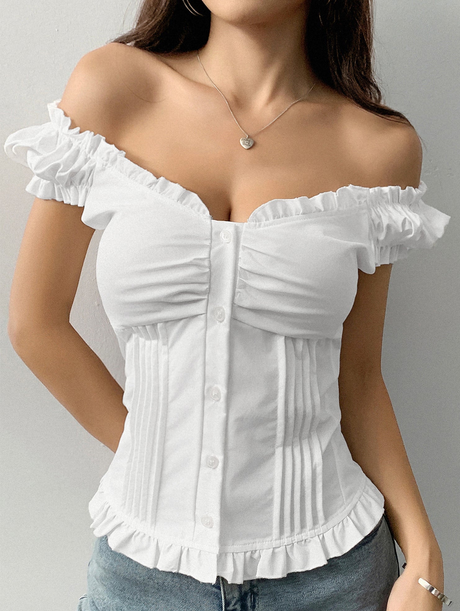 Spicy short-sleeved ruffled vest for women