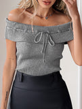 Women's Knit Top with Bow Tie Design