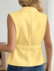 Solid Sleeveless Lapel Vest Shirt