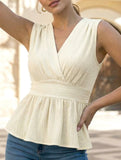 V Neck Backless Tie Waist Shirt