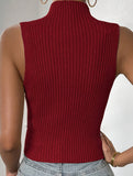 Mock Neck Sleeveless Knit Tank_CWTTK00559