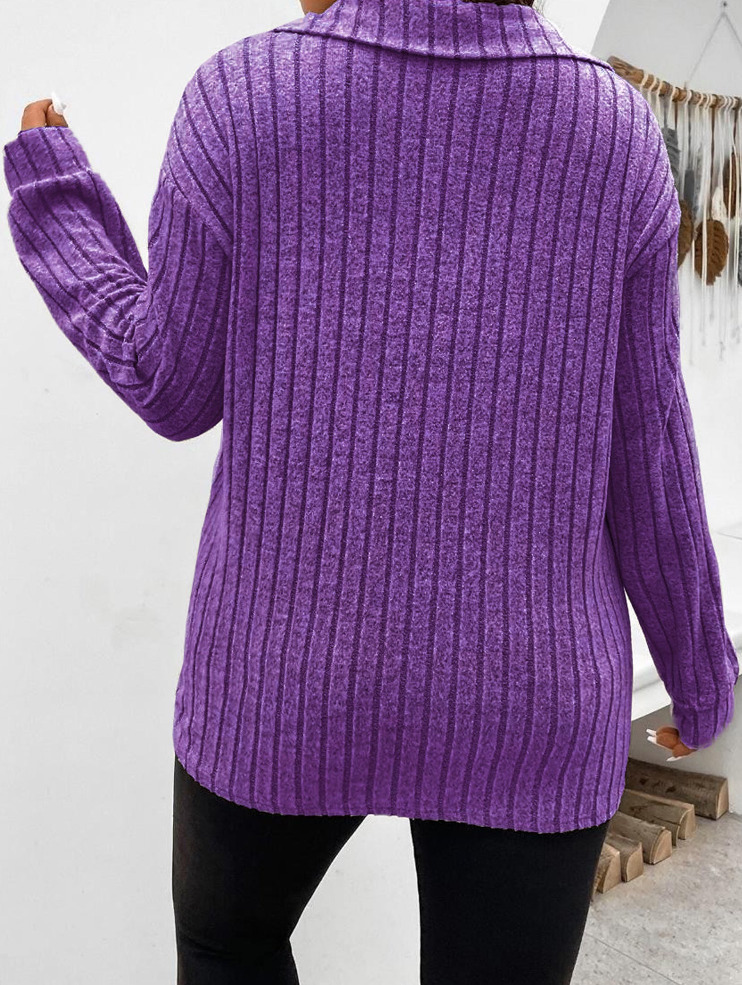 Plus Size Ribbed V-Neck Long Sleeve T-Shirt_CWTTL01112