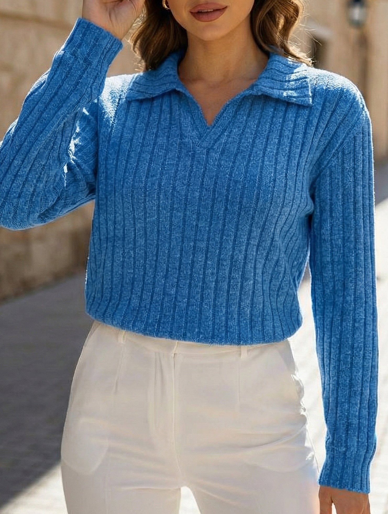 Plus Size Ribbed V-Neck Long Sleeve T-Shirt_CWTTL01112