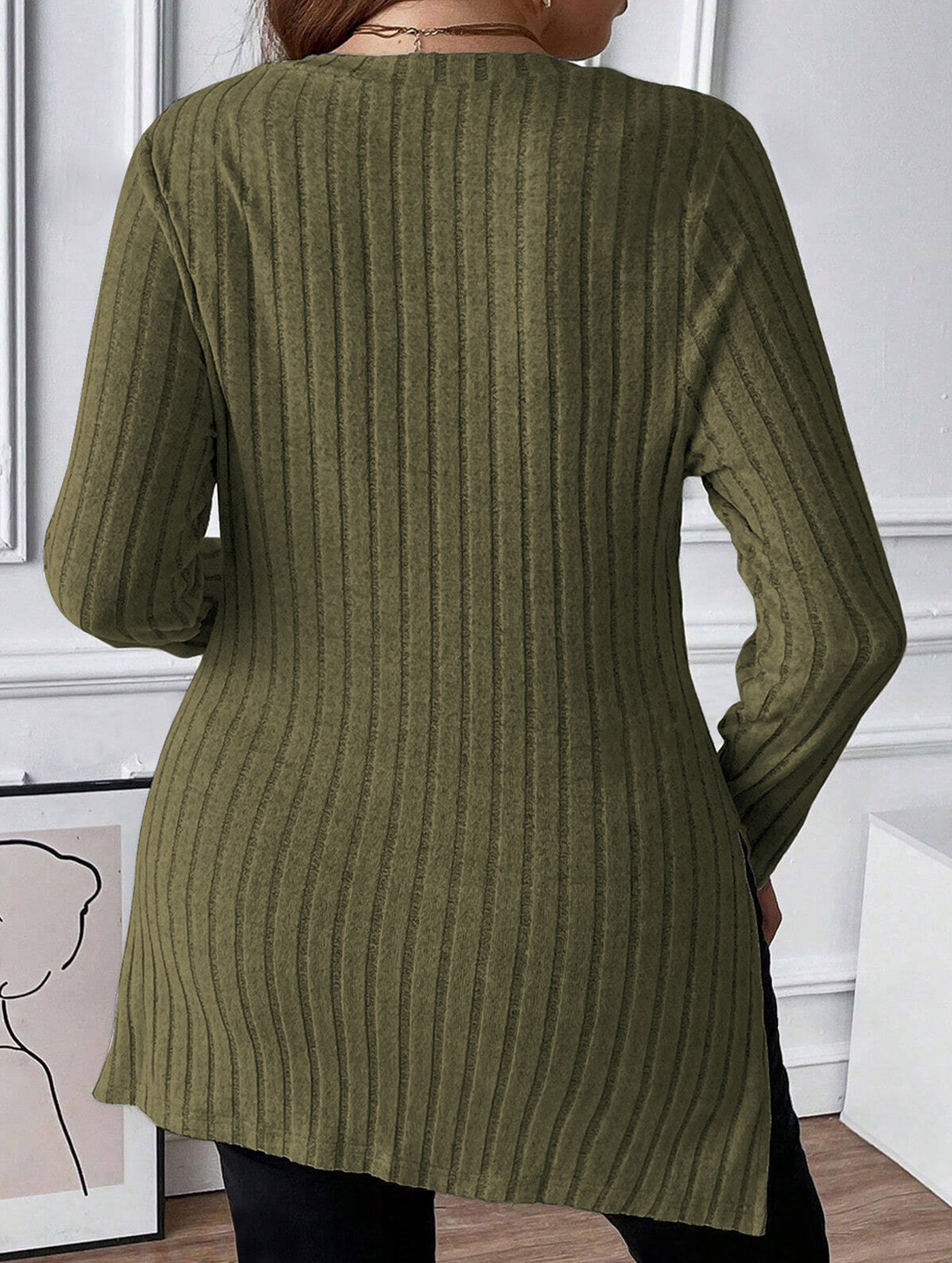 Ribbed Brushed Square Neck Long Sleeve Top_CWTTL01115