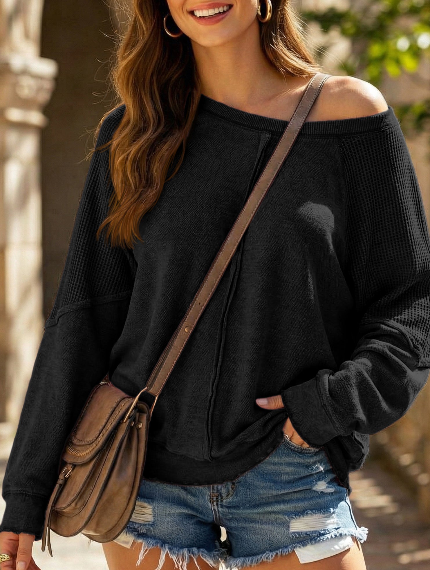 Casual patchwork loose women's sweatshirt_CWTTL01116