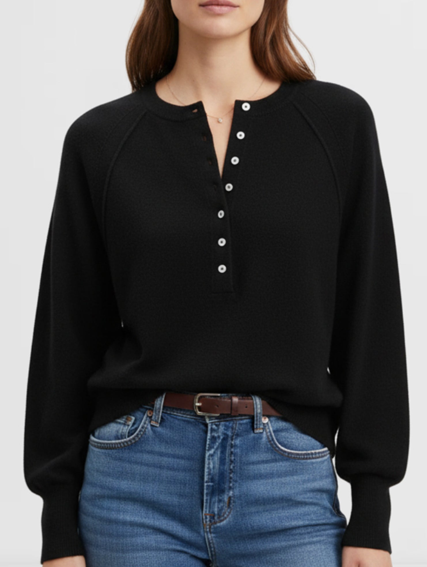 Casual button-down knit pullover sweater_CWTTL01117