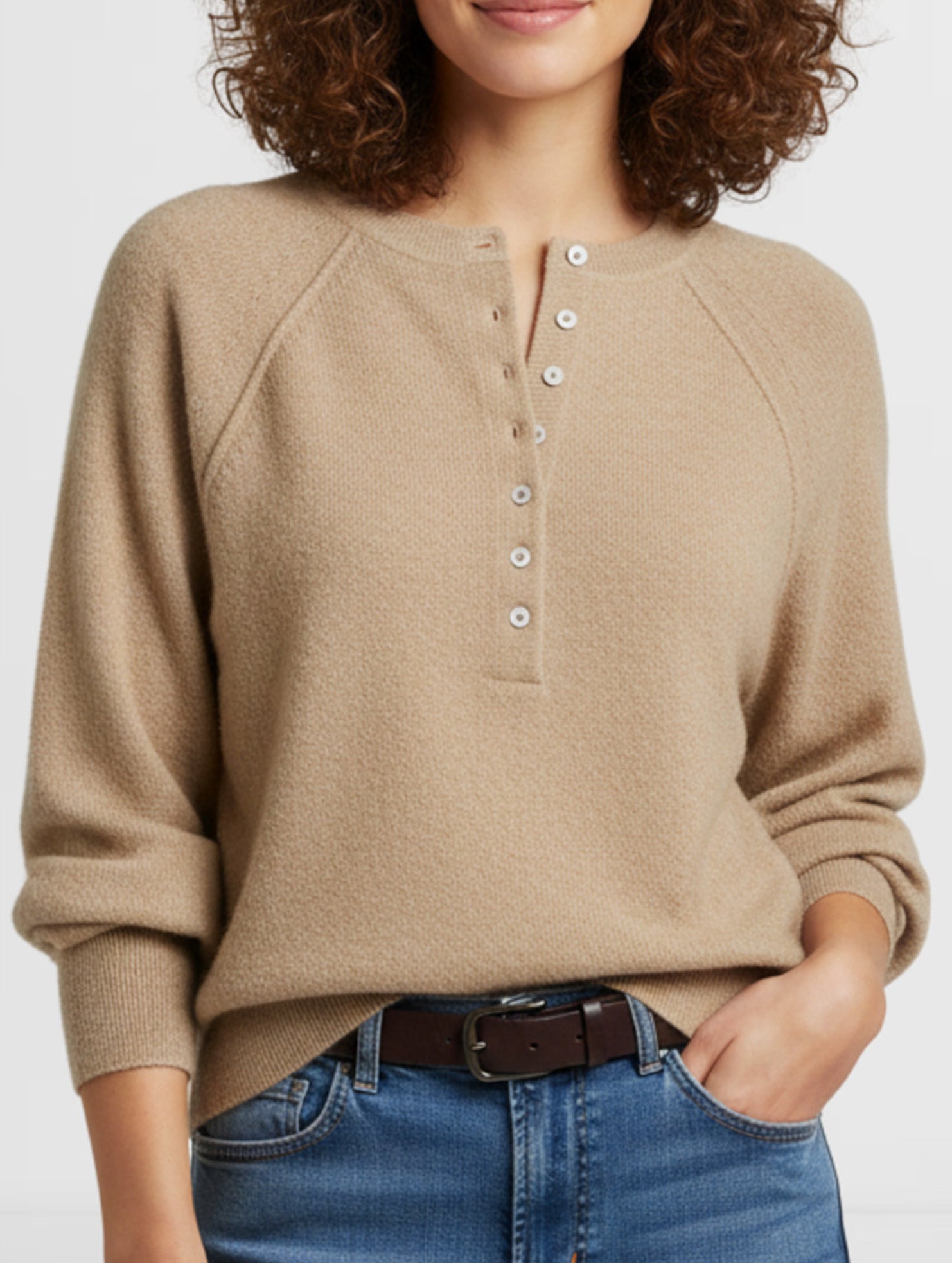 Casual button-down knit pullover sweater_CWTTL01117