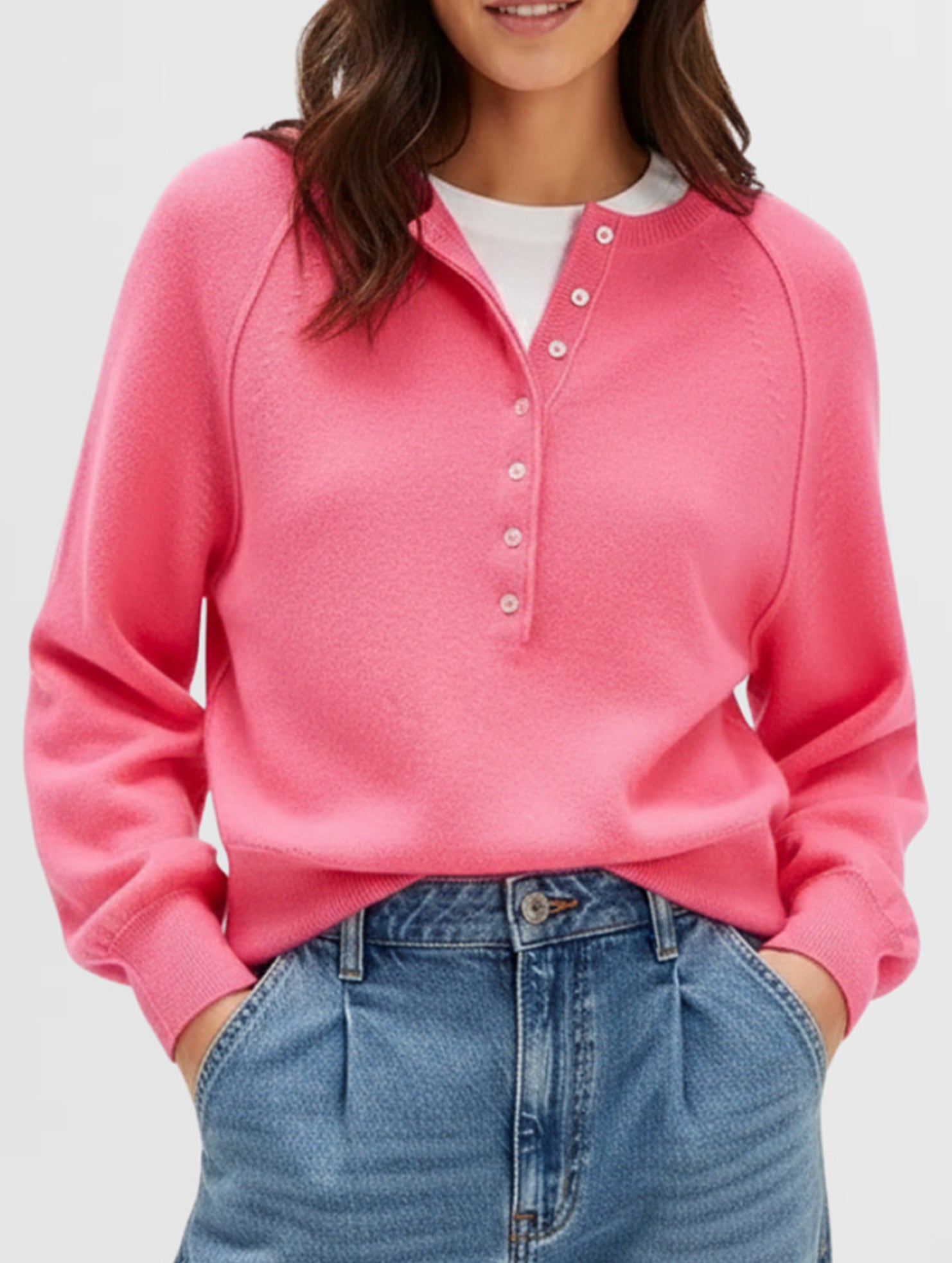 Casual button-down knit pullover sweater_CWTTL01117